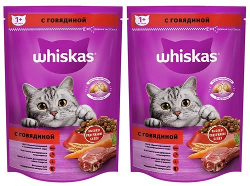 Сухой корм для кошек Whiskas Аппетитный обед, говядина (паштет)