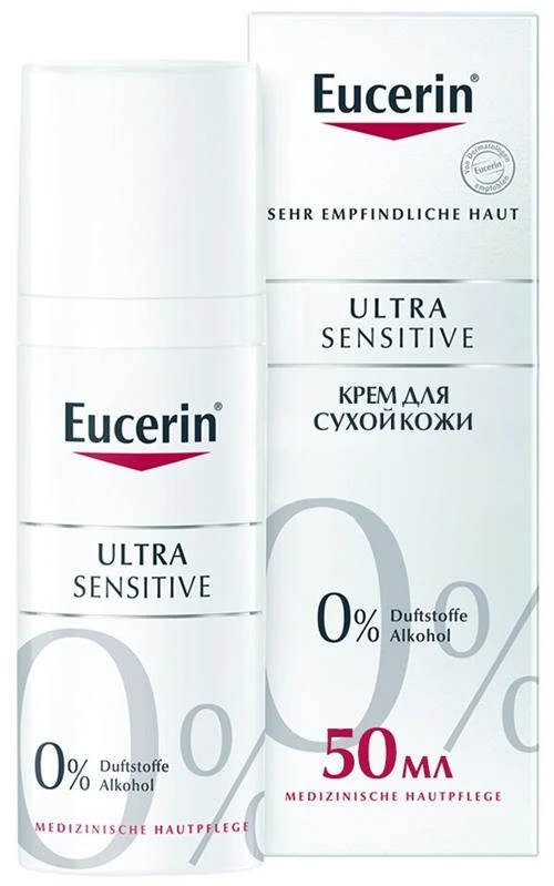 Eucerin UltraSensitive Успокаивающий крем для чувствительной сухой кожи лица