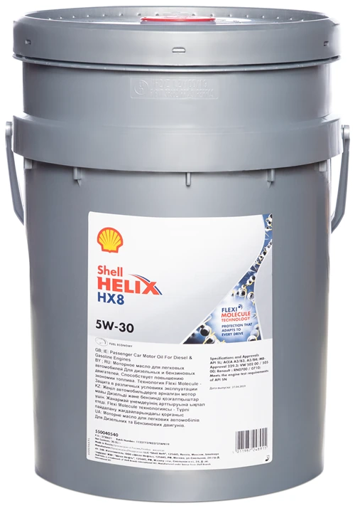 Синтетическое моторное масло SHELL Helix HX8 Synthetic 5W-30