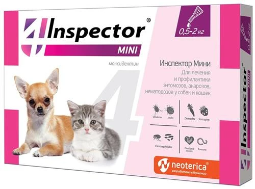 Inspector Mini Капли от блох, клещей и гельминтов для кошек и собак