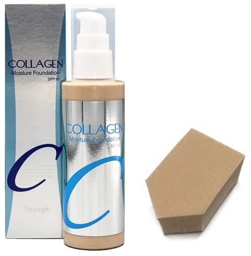 Enough Тональный крем Collagen Moisture Foundation со спонжем, SPF 15