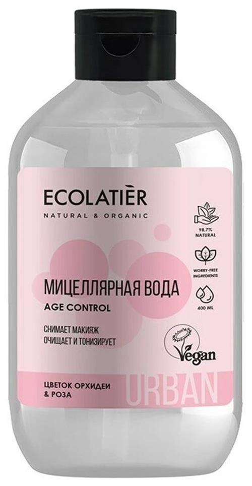 ECOLATIER Мицеллярная вода для снятия макияжа с цветком орхидеи и розы