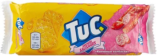 Крекеры TUC Копченые колбаски, 100 г