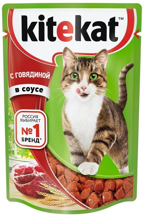 корм для кошек Kitekat говядина (кусочки в желе)