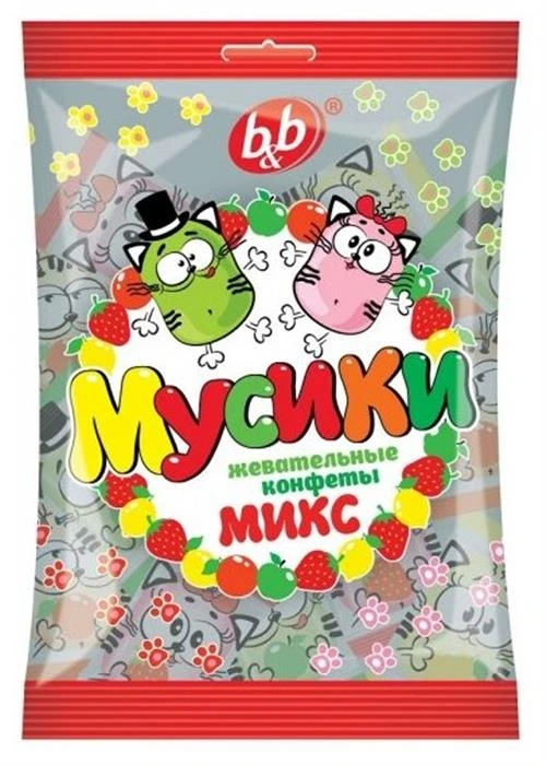 B&b Конфеты жевательные Мусики микс