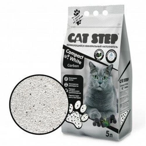 Комкующийся наполнитель Cat Step Compact White Carbon, 5 л