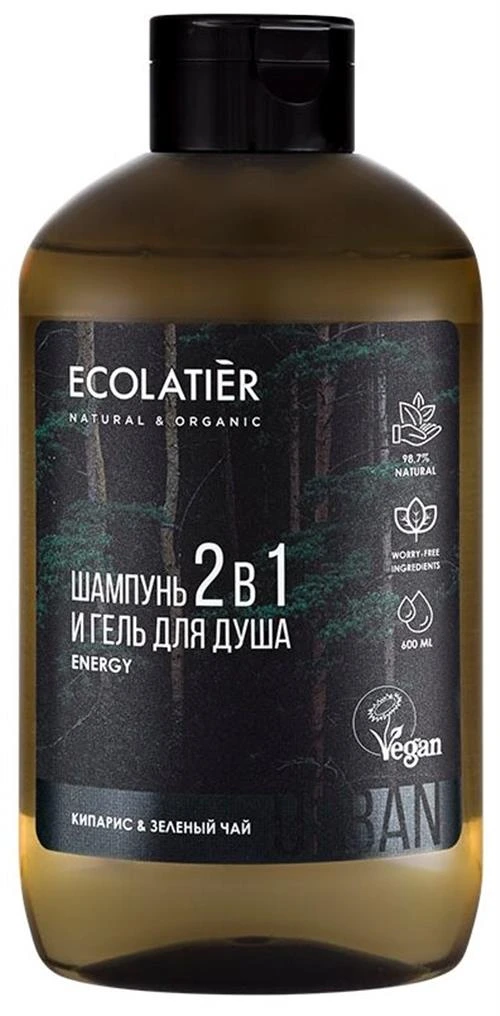 Гель-шампунь для душа Ecolatier Мужской кипарис и зеленый чай