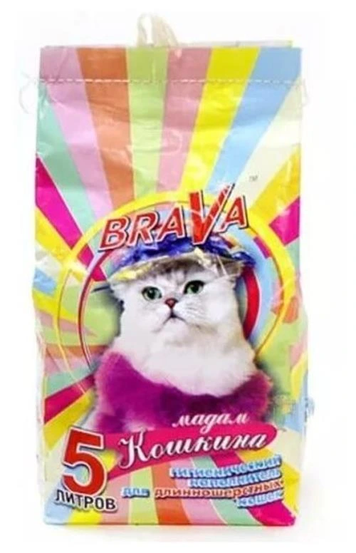 Впитывающий наполнитель Brava Мадам Кошкина для длинношерстных кошек, 5 л