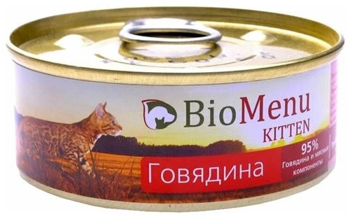 Влажный корм для котят BioMenu с говядиной (паштет)