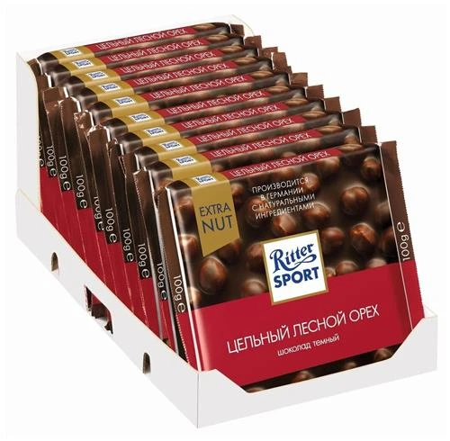 Шоколад Ritter Sport Extra Nut темный цельный лесной орех